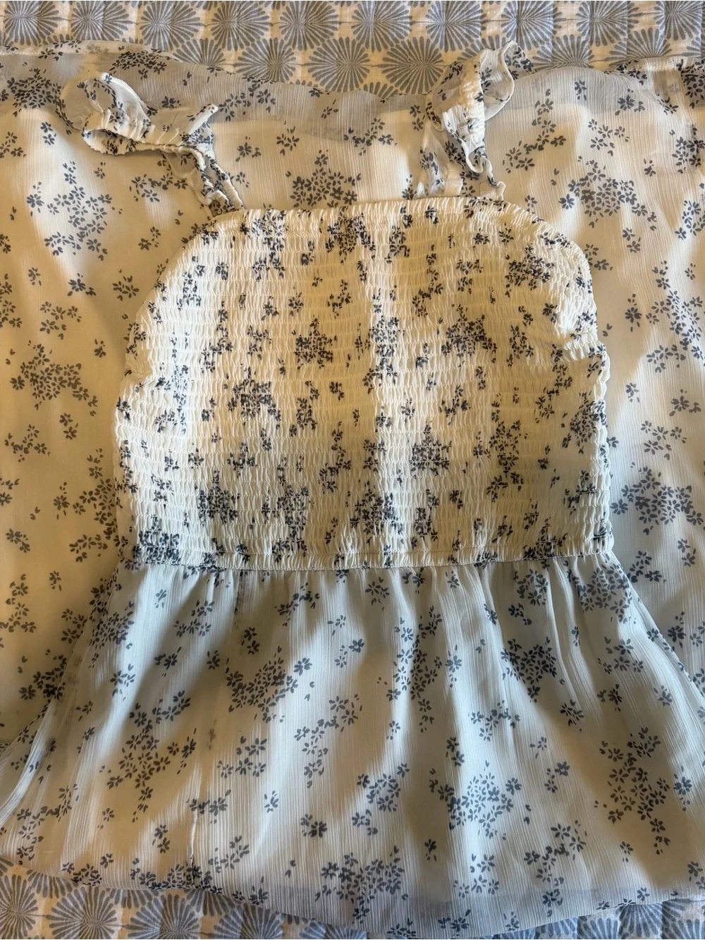 Abercrombie & Fitch Cream Maxi Dress with Blue Floral Print